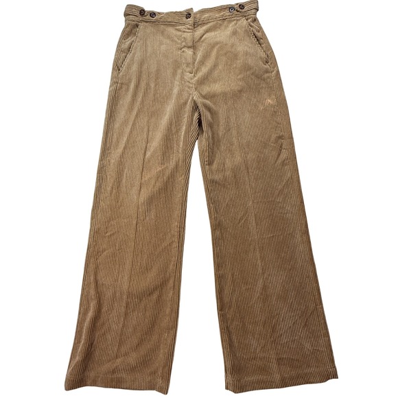 Gerard Darel Pants - Gerard Darel Corduroy Trousers Wide Leg Tan Button Waist Size 42 (US 10)